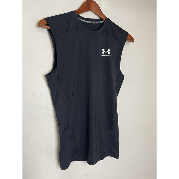 Under Armour Heat Gear Men's Medium Compression Sleeveless Tank Top Black NWT - Picture 2 of 5